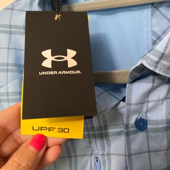 Under Armour Men's Blue Tide Chaser 2.0 Plaid Short Sleeve UPF 30 Size Small - Picture 7 of 12